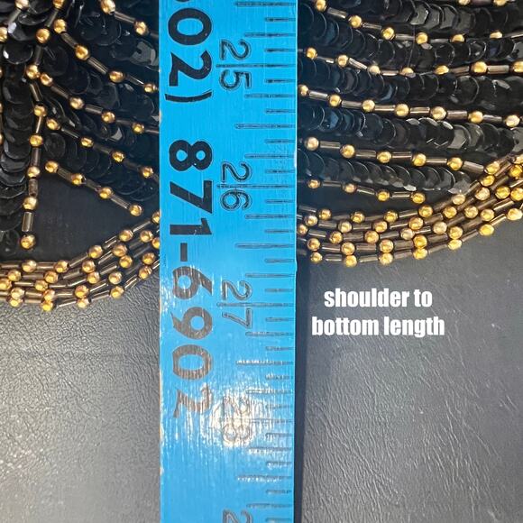 Royal Feelings Vintage Black Gold Beaded‎ Sequins Women 1X Gatsby Evening Wear - Picture 8 of 8